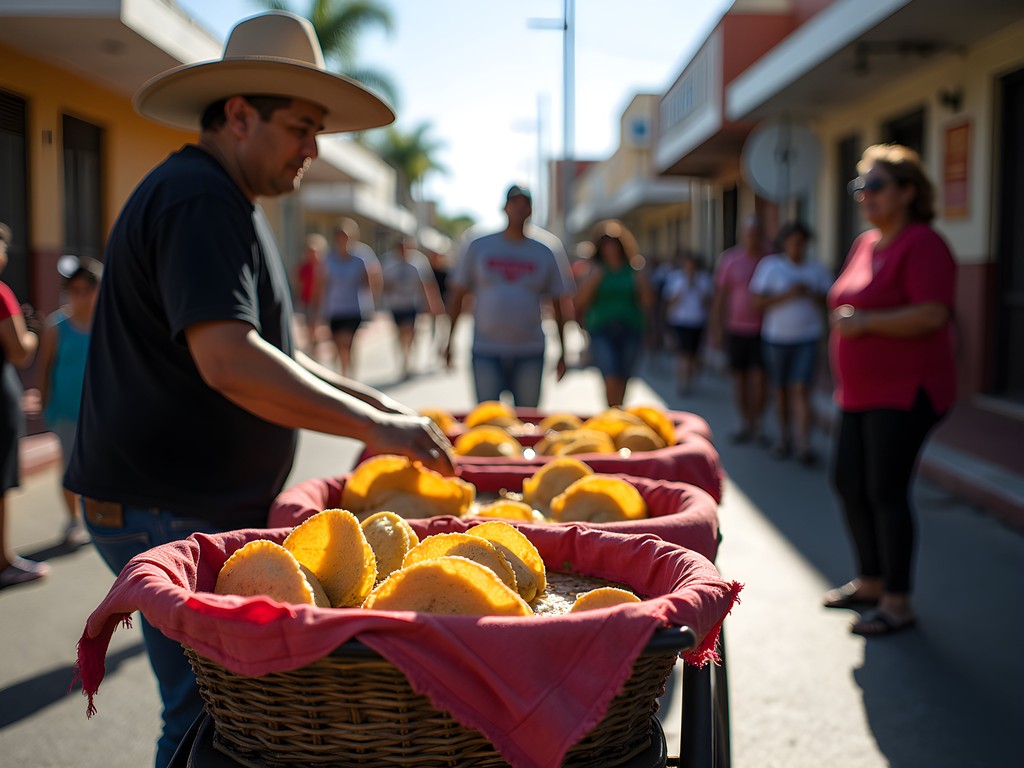 Street taco vendor with bicycle cart selling tacos de canasta in Ciudad Juarez