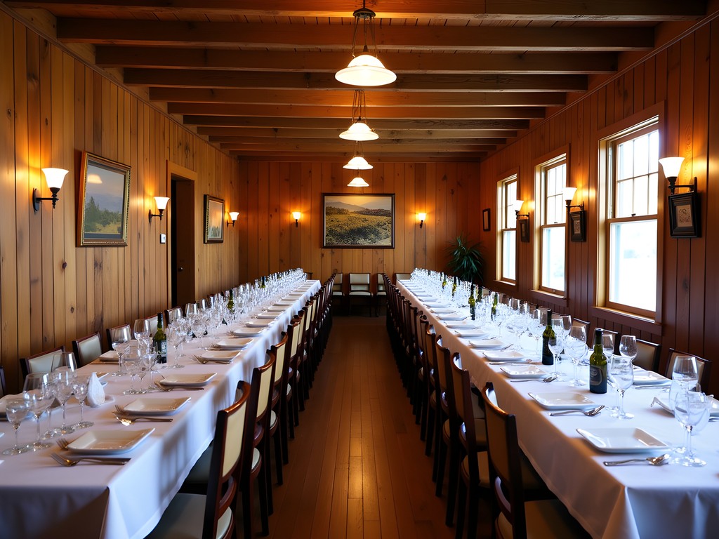 Interior of historic Basque restaurant in Elko with long communal tables and traditional decor