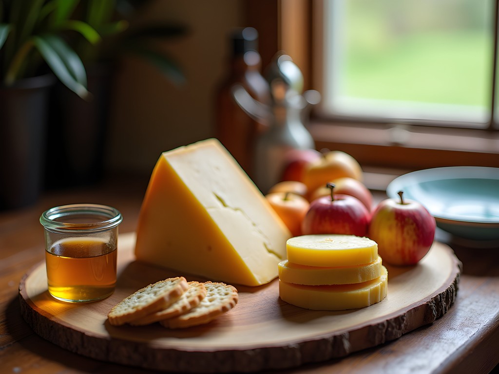 Artisan Vermont cheddar cheese board with local accompaniments