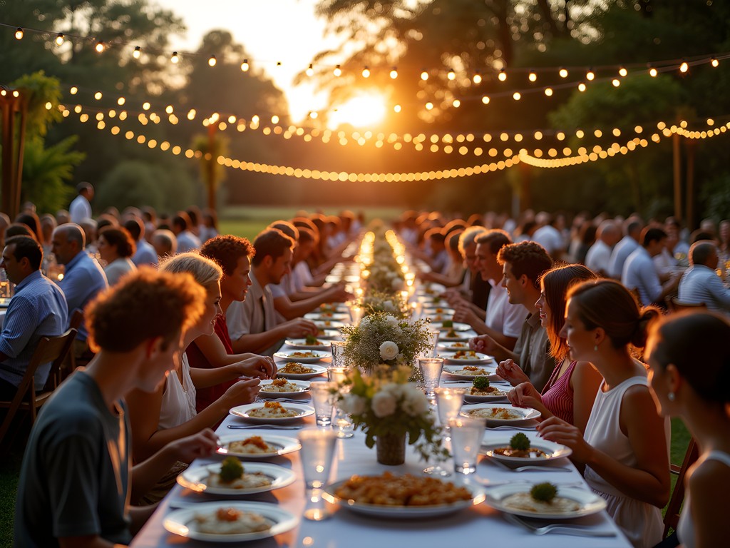 Farm-to-table outdoor community dinner in Florence, Alabama