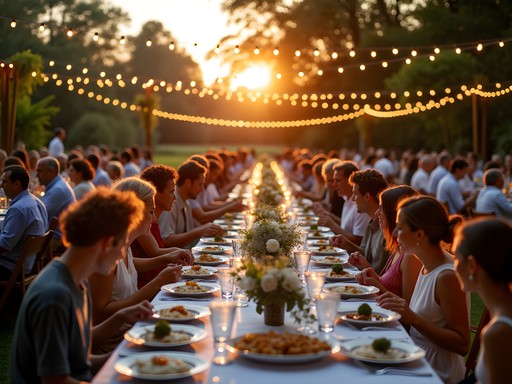 Farm-to-table outdoor community dinner in Florence, Alabama