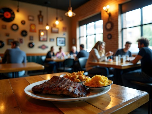 Interior of Wildwood Tavern restaurant with music memorabilia and Southern comfort food in Florence, Alabama