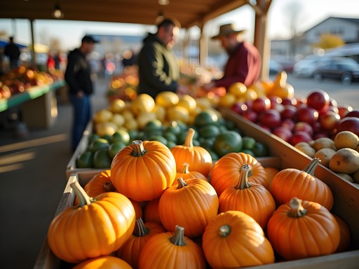 Autumn farmers market in Grand Forks featuring local produce