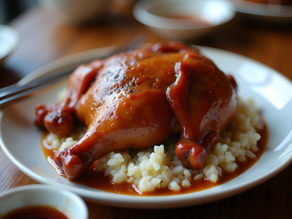 Business traveler enjoying affordable Michelin-recognized roast goose at Yat Lok in Hong Kong