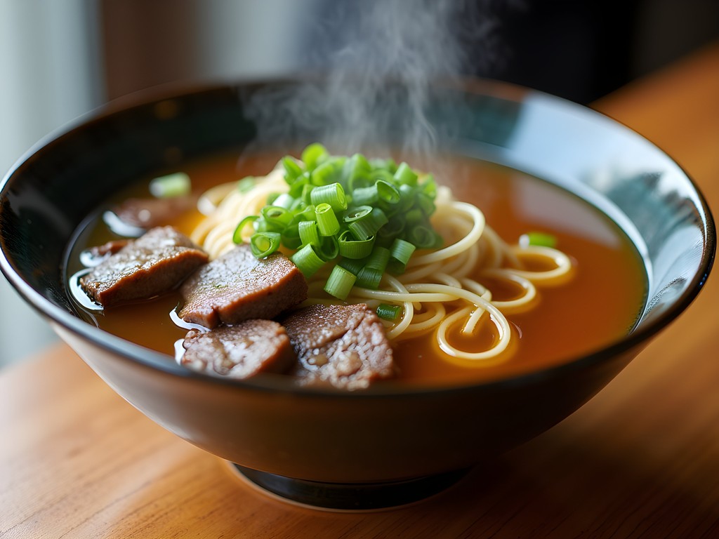 Bowl of traditional Hong Kong beef brisket noodle soup with clear broth and tender meat