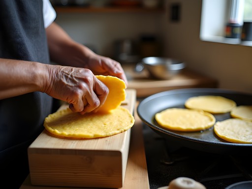 Traditional handmade tortilla preparation at The Original Ninfa's in Houston