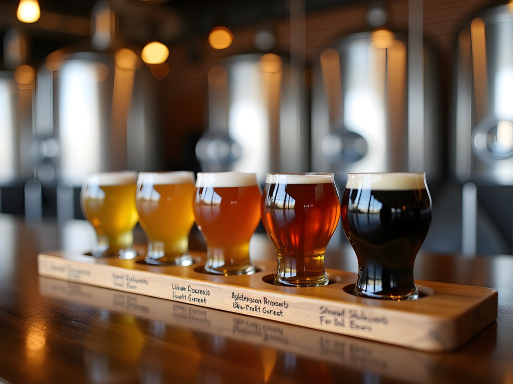 Craft beer flight with various beer samples at Bold City Brewery in Jacksonville