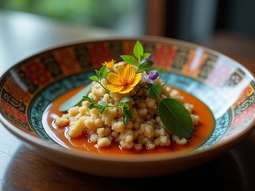 Elegantly plated modern Indonesian cuisine at upscale Jakarta restaurant