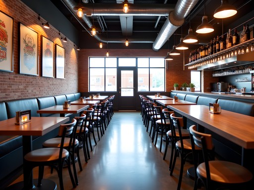 Modern interior of Q39 barbecue restaurant in Kansas City