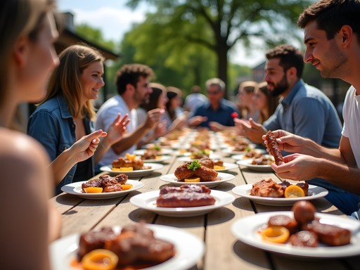 Group of friends conducting a barbecue tasting session in Kansas City