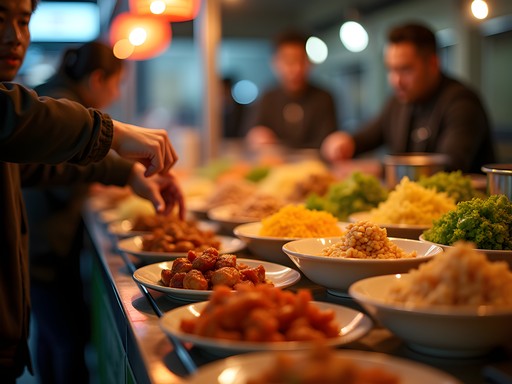Traditional Buddhist vegetarian food stall with variety of meat-free options at Ruifeng Night Market