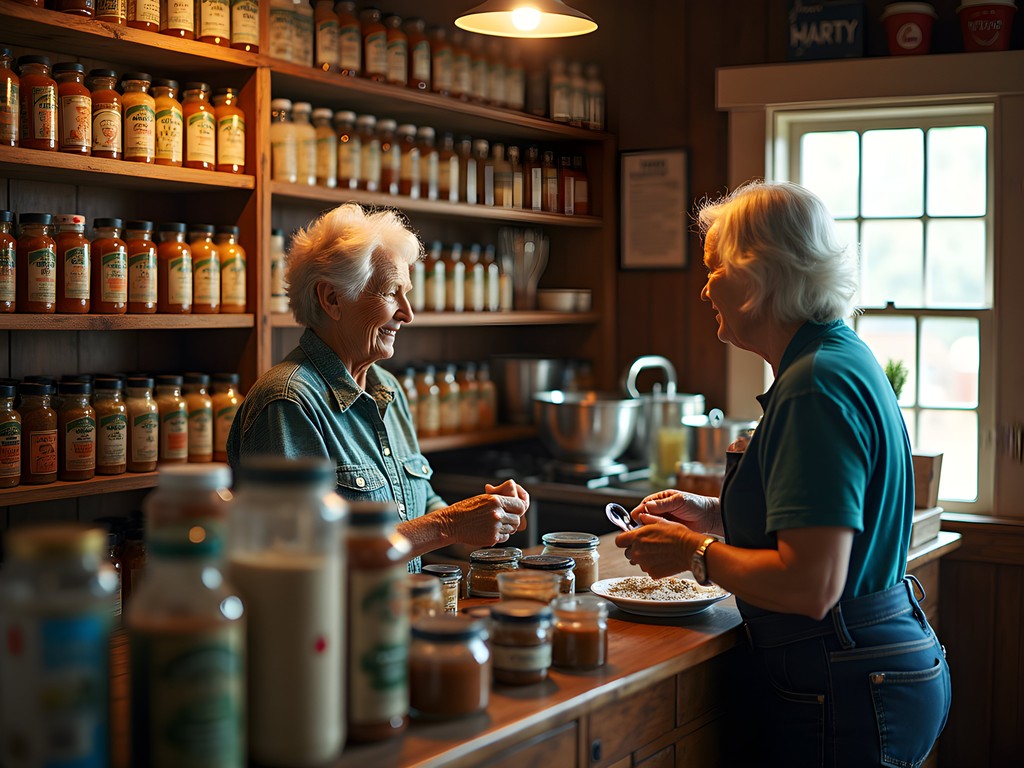 Traditional Cajun spice shop in Kenner with colorful displays of local seasoning blends and cooking implements