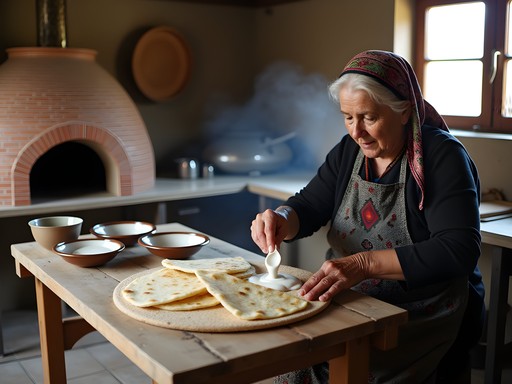 Traditional qurutob preparation in a Tajik home kitchen in Kulob