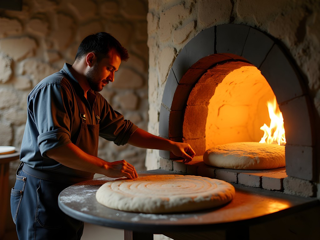 Traditional non bread being baked in a tanur clay oven in Kulob, Tajikistan