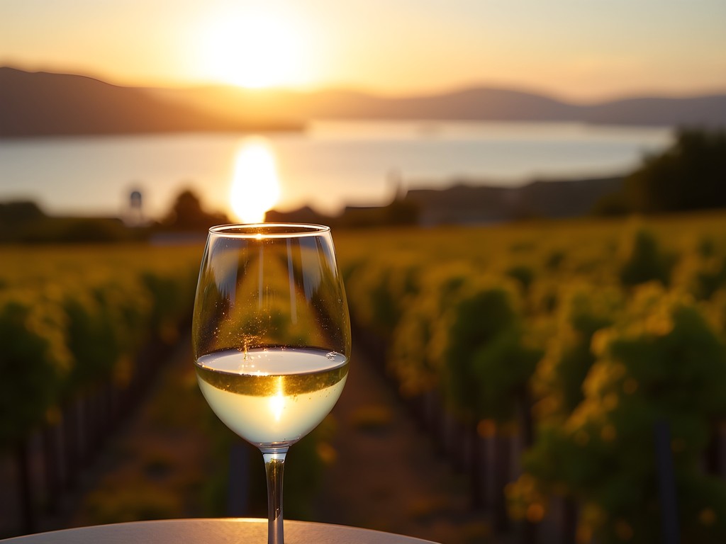 Sunset wine tasting with panoramic views of Lake Balaton from winery terrace
