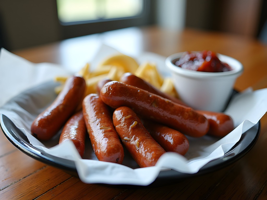 Fresh Cajun boudin sausage links on butcher paper with pepper jelly