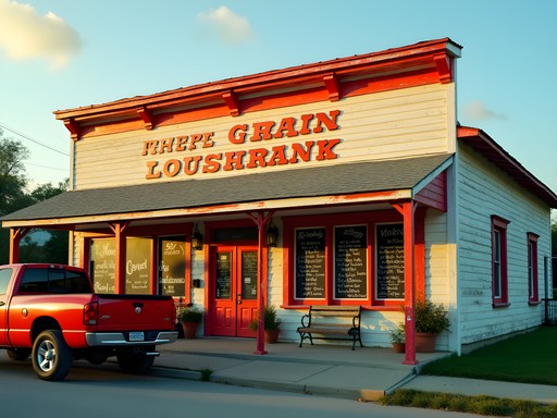 Traditional Cajun restaurant storefront in Lake Charles Louisiana with weathered wood siding