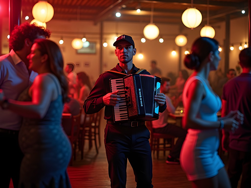 Live zydeco band performing at Lake Charles Louisiana restaurant with accordion player