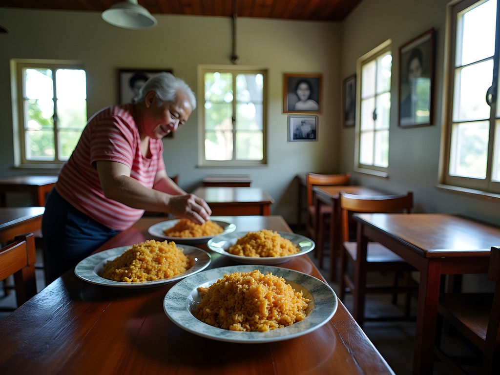 Interior of family-run Chinese-Surinamese restaurant in Lelydorp with traditional decor and food