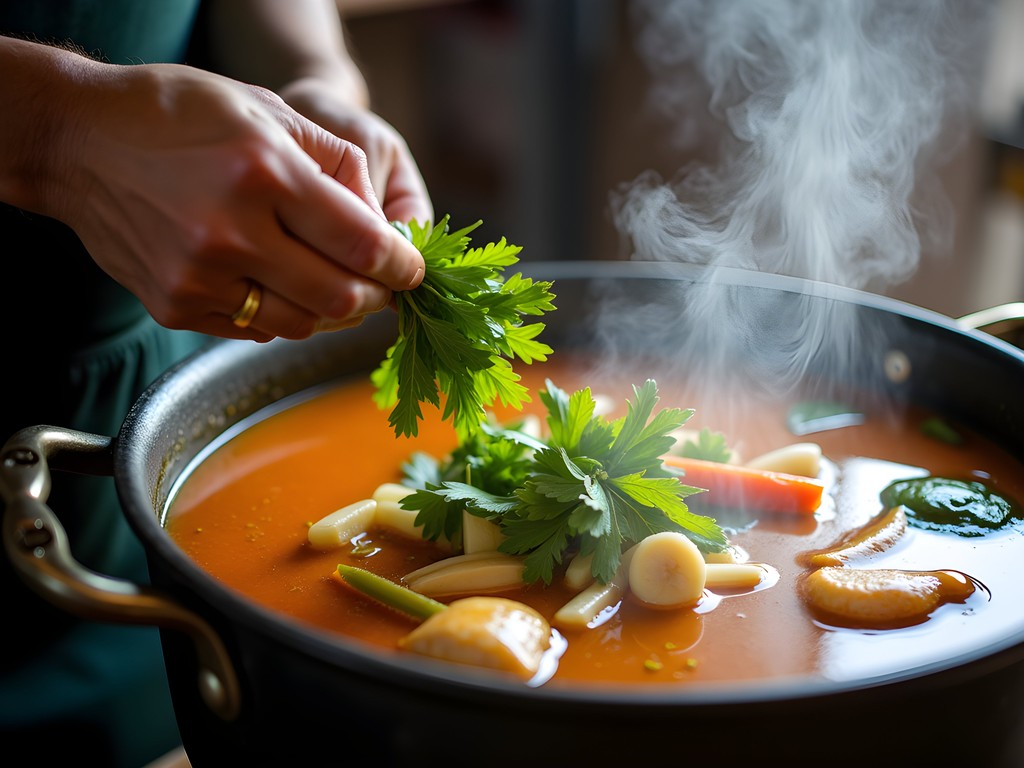 Traditional Surinamese saoto soup being prepared at Lelydorp market