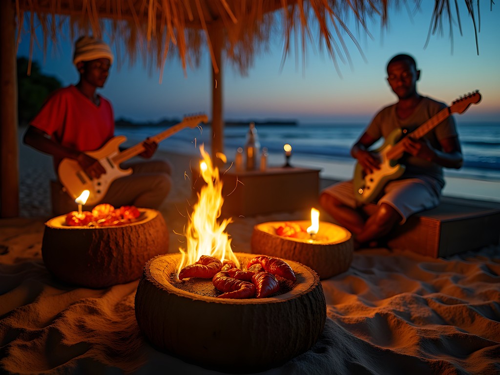Evening seafood feast with local musicians at Antsanitia Beach