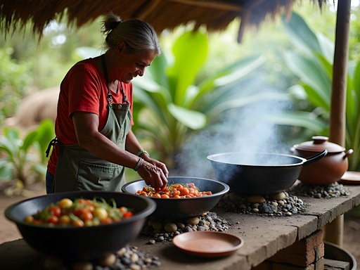 Outdoor cooking class in traditional Malagasy kitchen