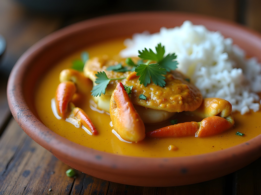 Traditional Malagasy mud crab curry served in clay pot