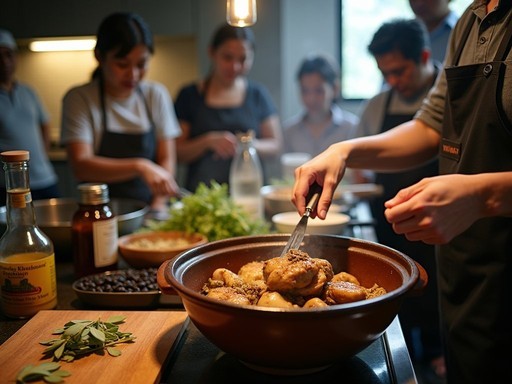 Cooking class in Manila teaching traditional Filipino adobo preparation