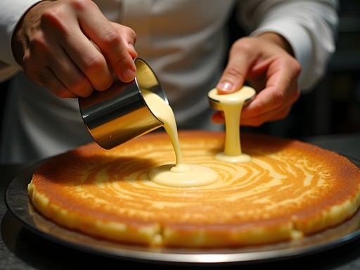 Jamie Owens watching traditional kunafa being prepared in Mecca sweet shop