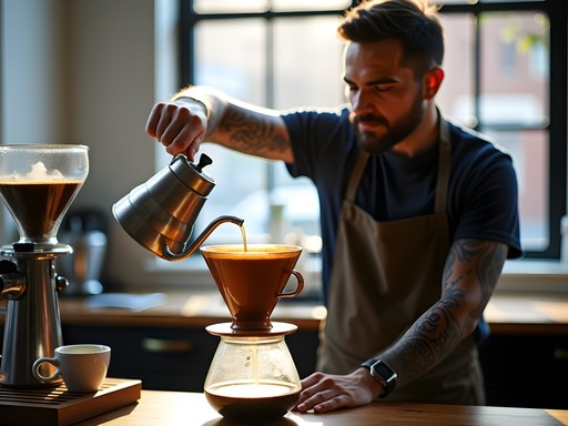 Melbourne barista carefully creating pour-over coffee