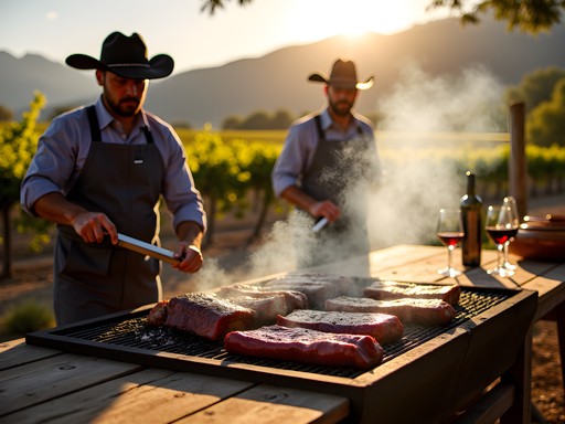 Traditional Argentine asado being prepared by gauchos in Mendoza wine country