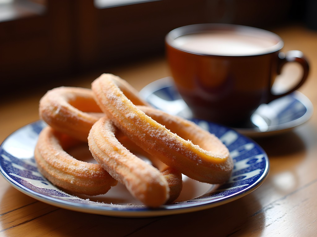 Fresh churros and traditional Mexican hot chocolate at El Moro in Mexico City