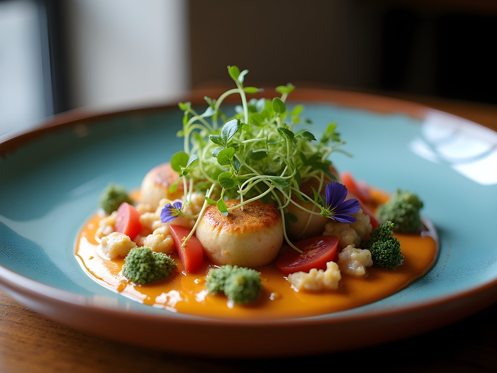 Elegantly plated modern Mexican cuisine at a fine dining restaurant in Mexico City