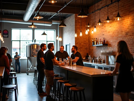 Intimate hidden craft brewery taproom in converted industrial space in Milwaukee