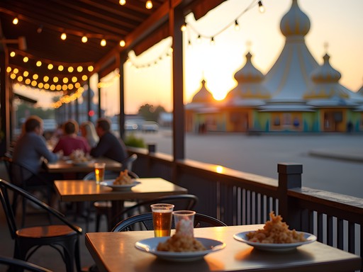 Restaurant patio dining with view of Mitchell's famous Corn Palace