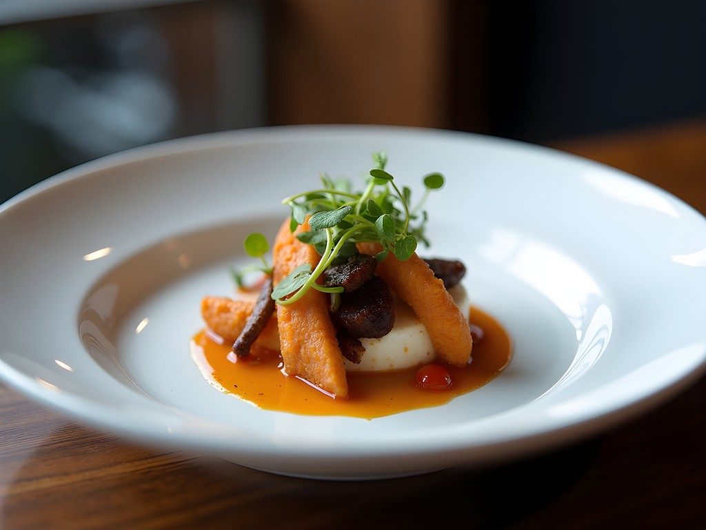 Elegantly plated contemporary Mexican dish at a fine dining restaurant in Monterrey