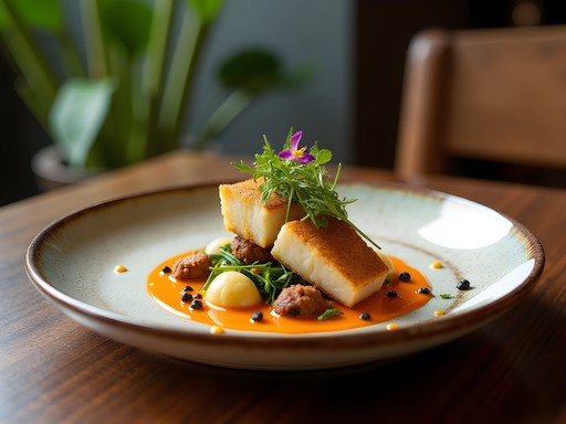 Elegant plating of modern Kenyan cuisine at The Talisman restaurant in Nairobi