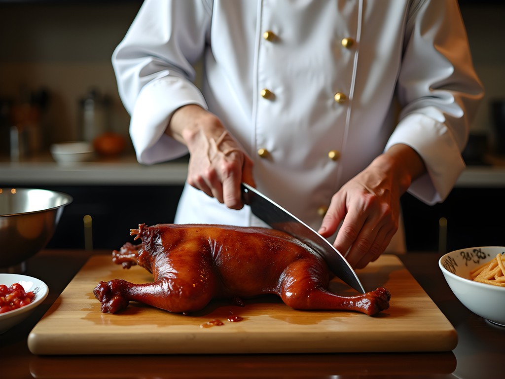 Traditional chef preparing Nanjing Salted Duck using ancient techniques