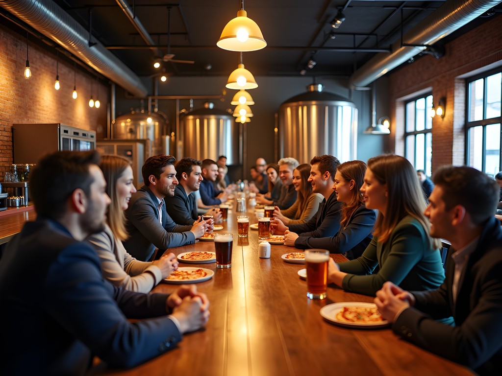 BAR New Haven's industrial interior with brewing equipment and pizza counter