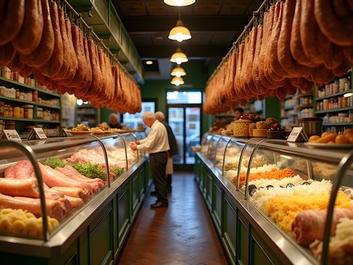 Traditional Italian food vendors inside Arthur Avenue Retail Market in the Bronx