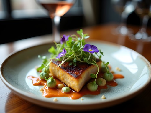 Elegantly plated tasting menu dish at Nonesuch restaurant in Oklahoma City