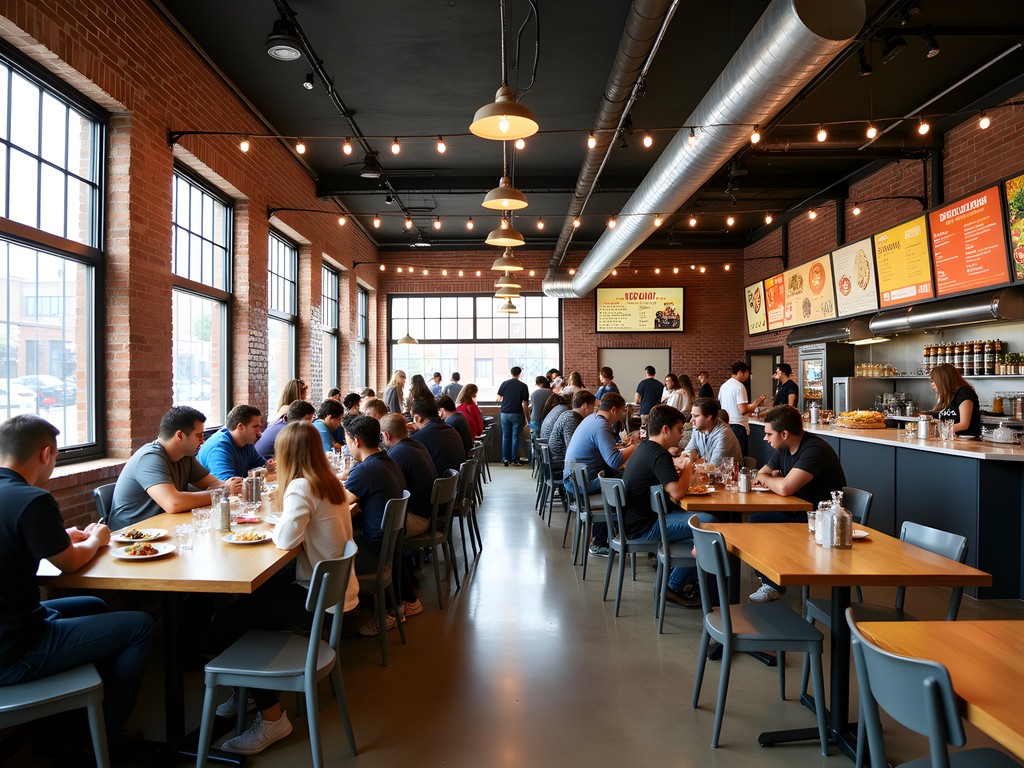 Vibrant interior of Parlor Food Hall in Automobile Alley, Oklahoma City