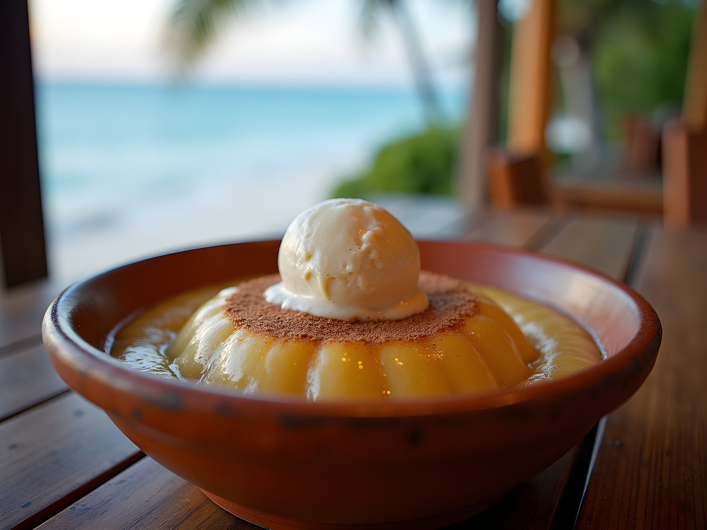 Traditional Belizean cassava pudding dessert with nutmeg