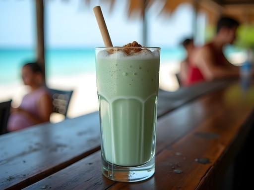 Traditional Belizean seaweed shake in glass with nutmeg
