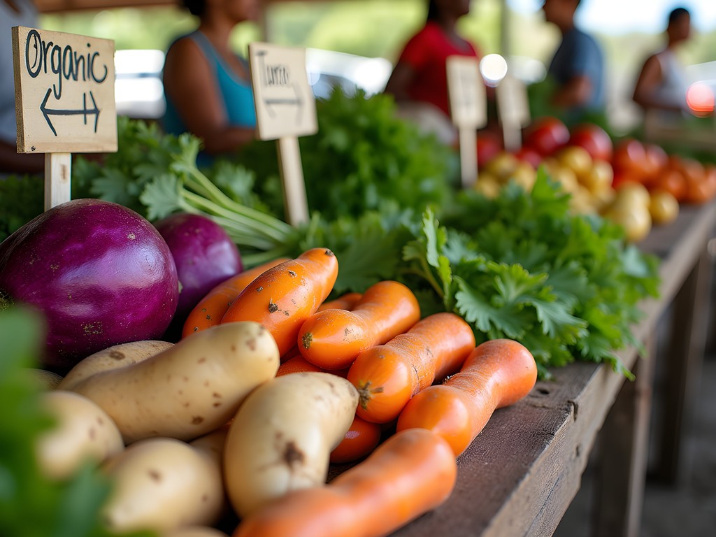 Fresh organic produce at Port Vila farmers market