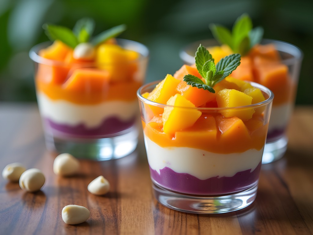 Colorful tropical fruit desserts from Port Vila restaurants
