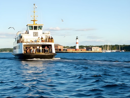 Casco Bay Lines ferry approaching Portland Maine harbor