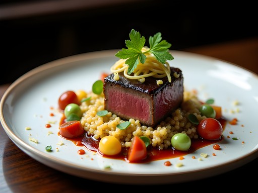 Modern interpretation of traditional gaúcho dish with creative plating at an innovative Porto Alegre restaurant