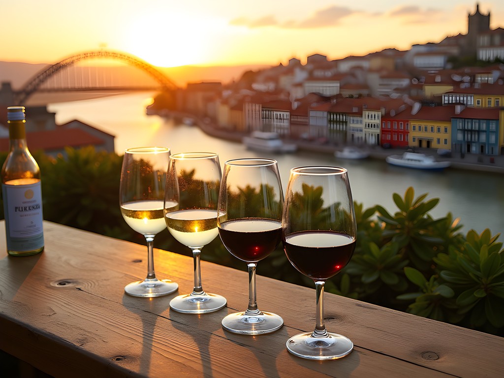 Wine tasting with panoramic view of Douro River and Porto cityscape