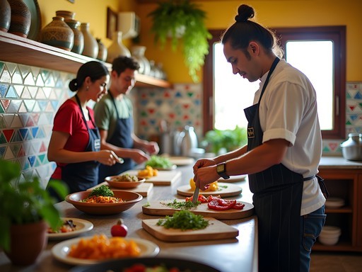 Couples learning traditional Mexican cooking techniques in Puerto Vallarta cooking class